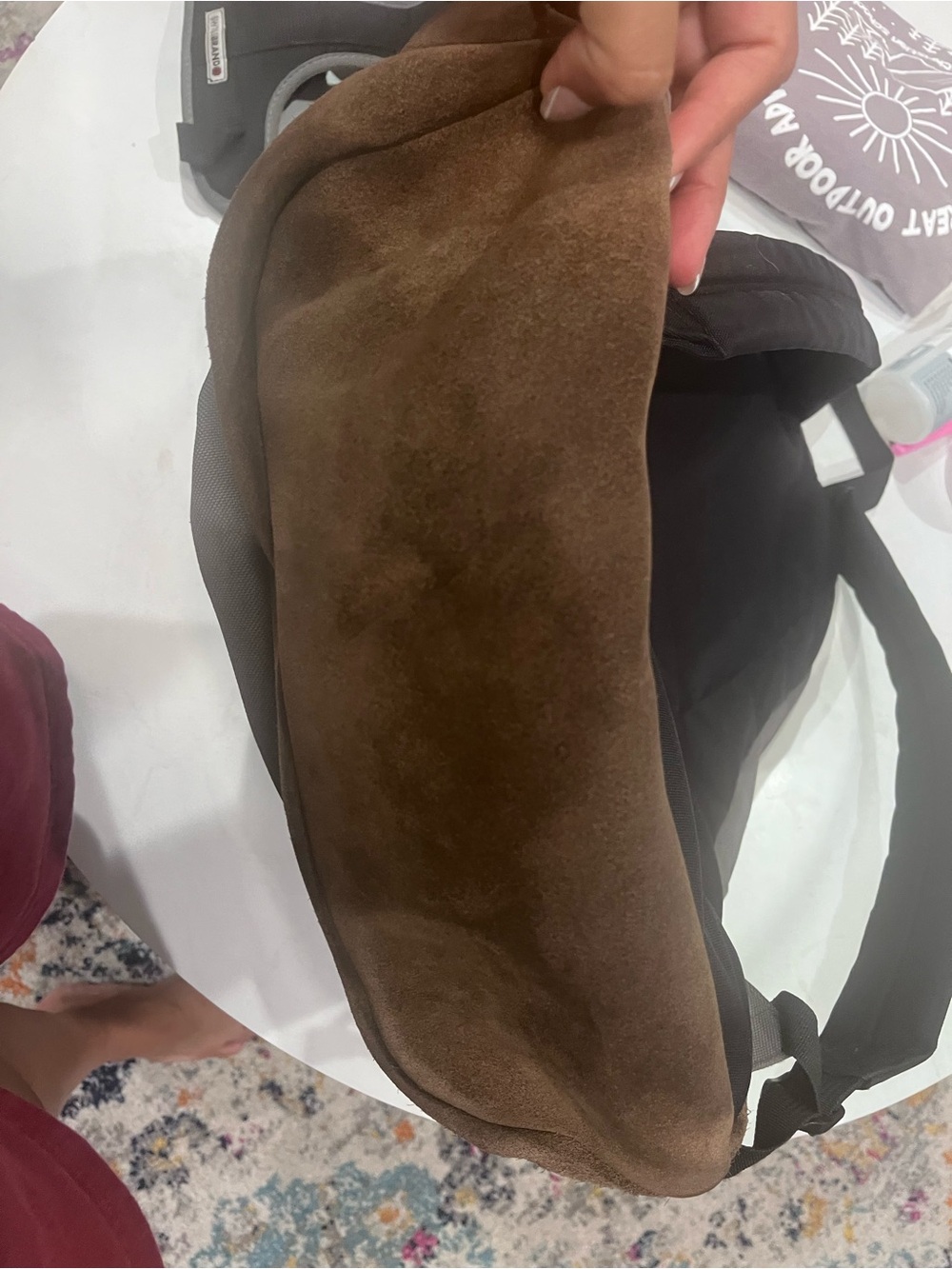 Jansport Gray Backpack Brown Suede Base right pack back to school - Picture 2 of 7